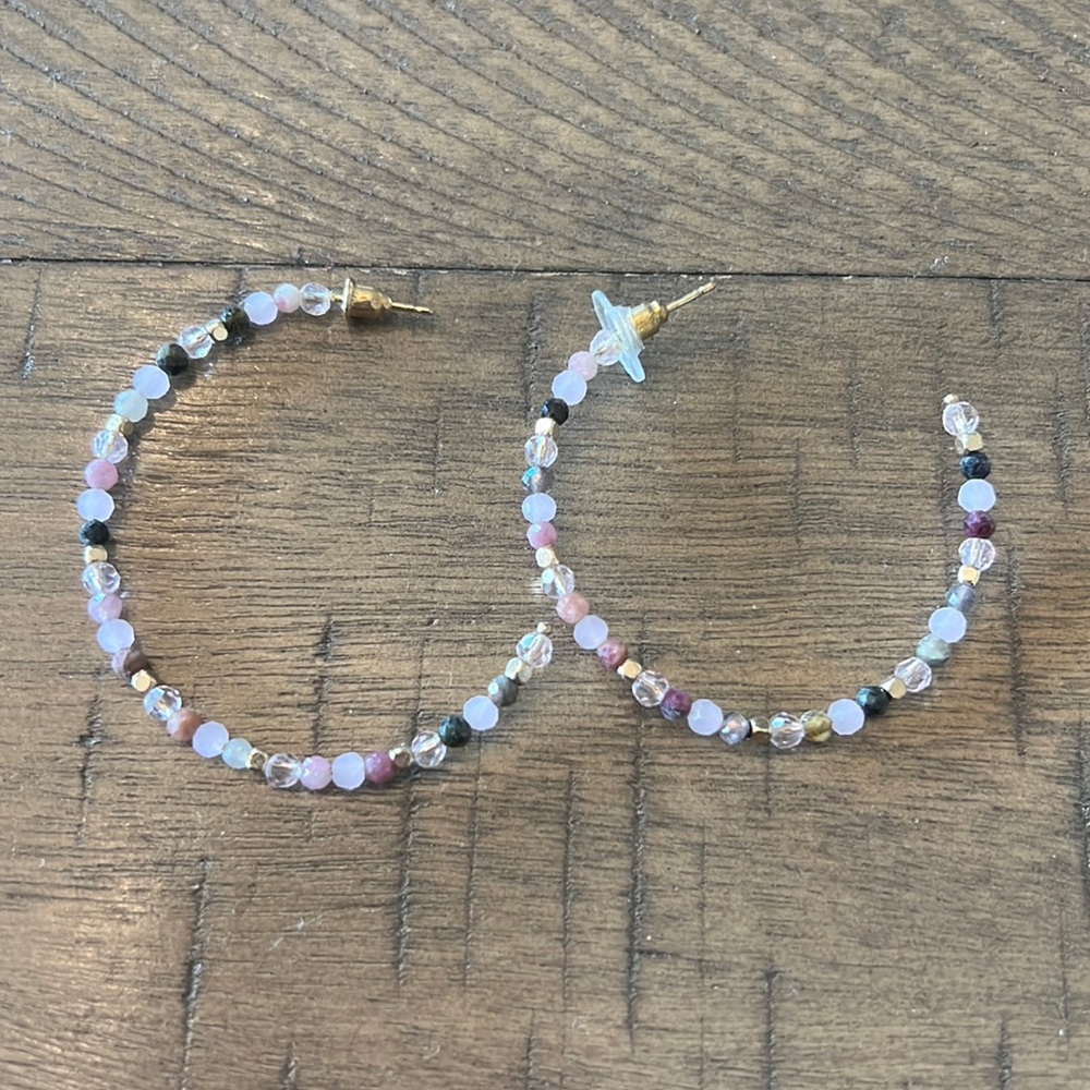 Pink and Black Beaded Earrings